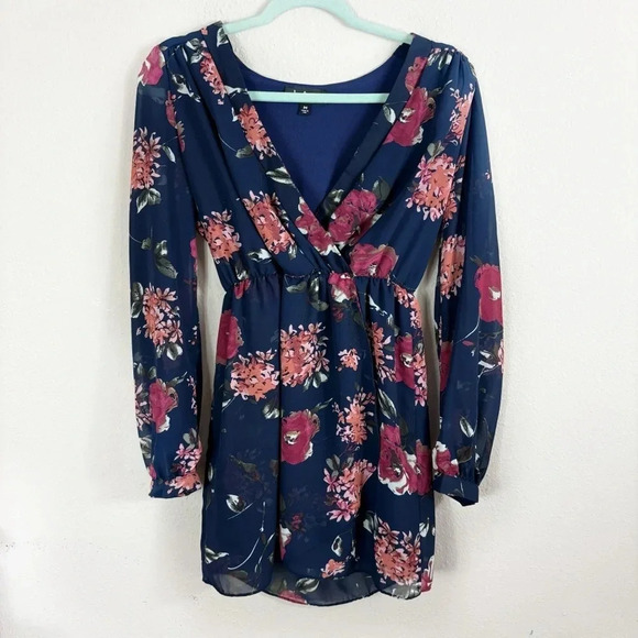 Lulus Pretty Pretender Navy Floral Print Dress sz M - Picture 4 of 15